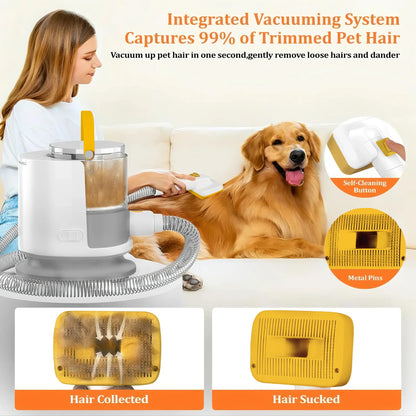 PUPPYOO 5-in-1 Pet Grooming Kit with 13000Pa Vacuum, 1.5L Dust Cup, 4M Cord, Whisper-Quiet Operation, Adjustable Guard Combs, and Hair Remover Roller for Dogs and Cats