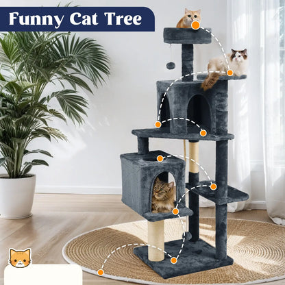 Wecharmer Indoor Cat Tree with Green Leaves - Plush Condo and Scratching Posts with Hanging Ball