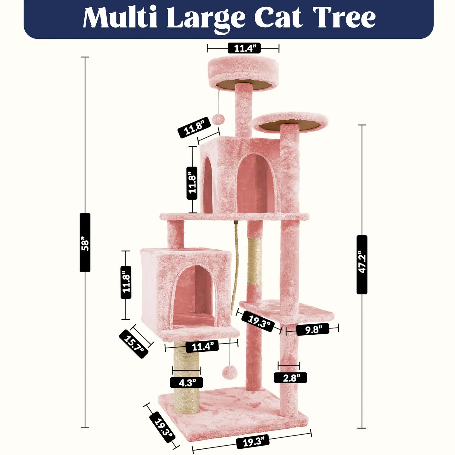 Wecharmer Indoor Cat Tree with Green Leaves - Plush Condo and Scratching Posts with Hanging Ball