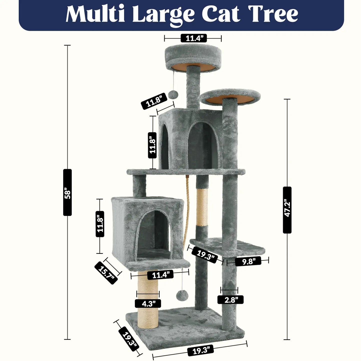 Wecharmer Indoor Cat Tree with Green Leaves - Plush Condo and Scratching Posts with Hanging Ball