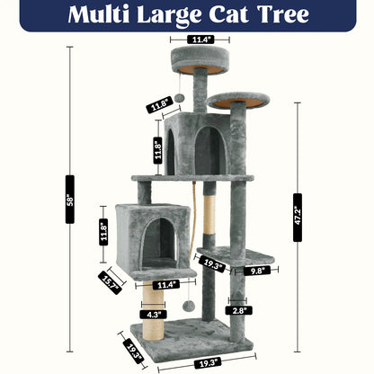 Wecharmer Indoor Cat Tree with Green Leaves - Plush Condo and Scratching Posts with Hanging Ball