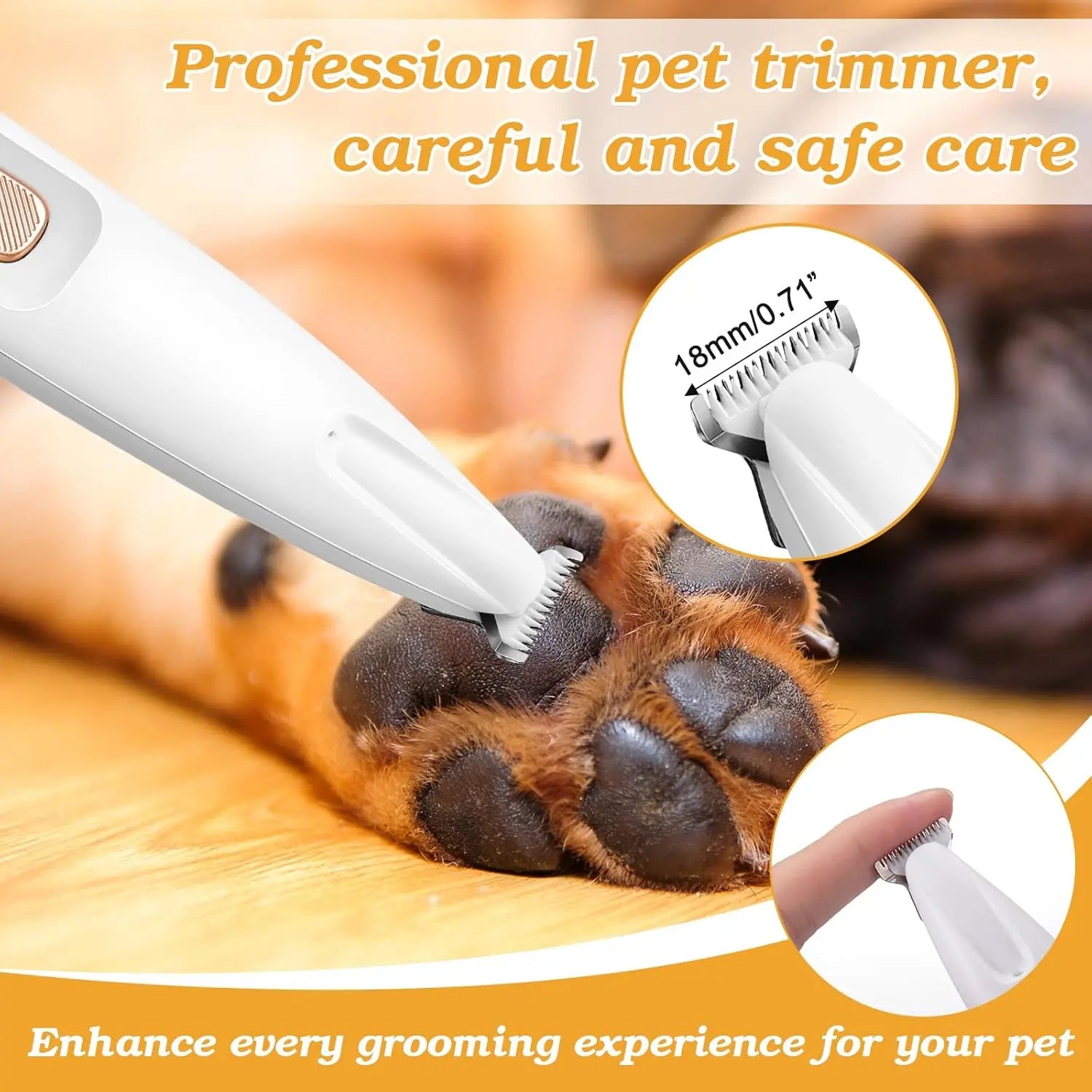Professional 18mm Electric Pet Grooming Clippers with LED Display - Rechargeable Precision Trimmer for Paws, Ears, Rump, and Eyes