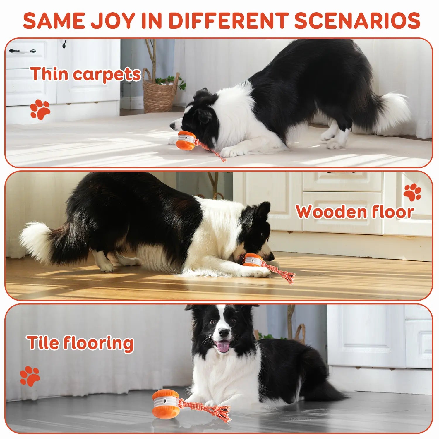 QGI Interactive Dog Ball - Motion-Activated Automatic Rolling Toy with Rope for Dogs of All Sizes, Designed for Stimulation and Boredom Relief