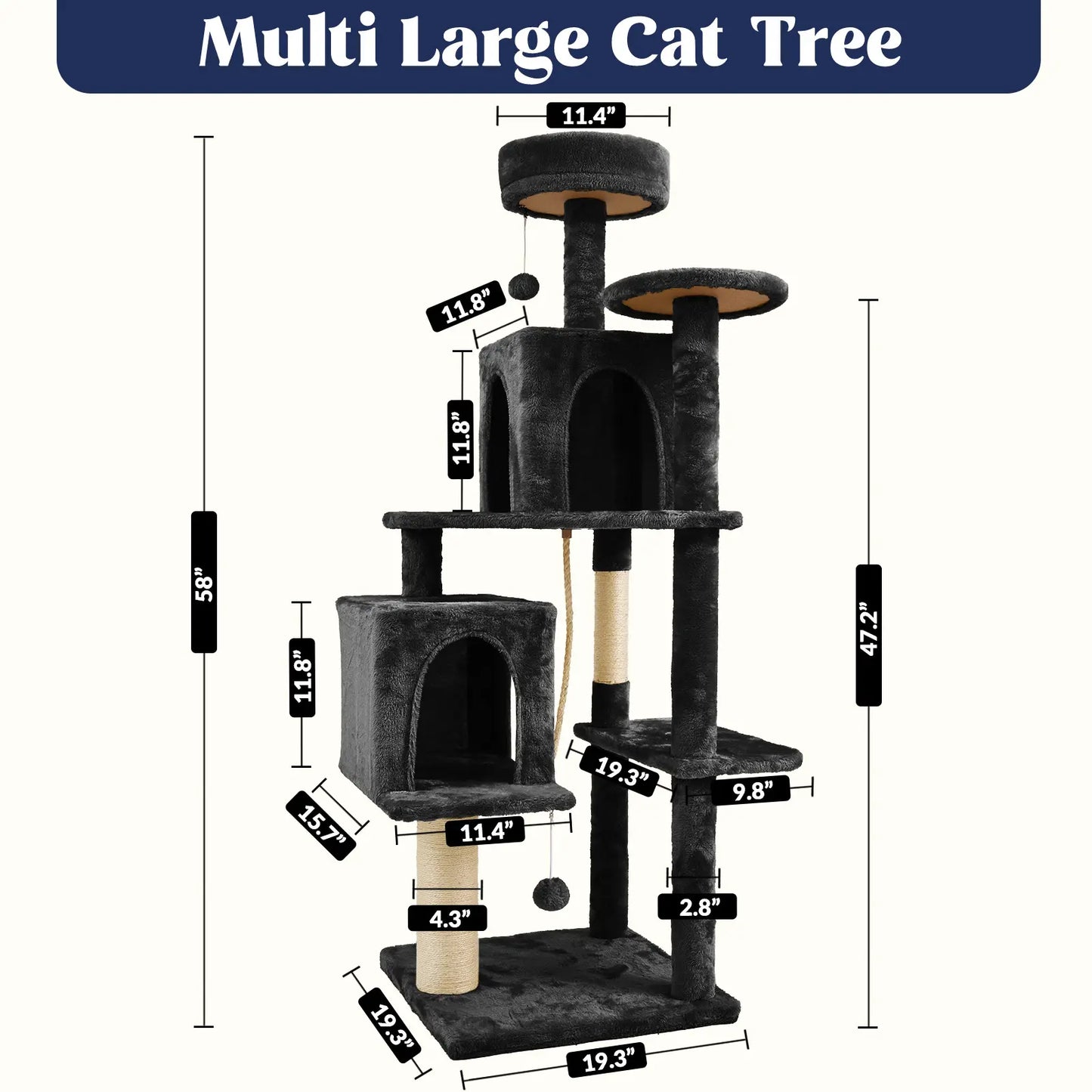 Wecharmer Indoor Cat Tree with Green Leaves - Plush Condo and Scratching Posts with Hanging Ball