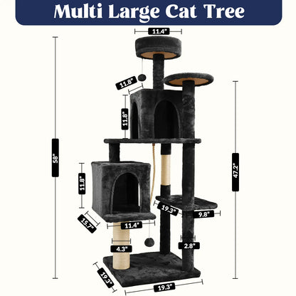 Wecharmer Indoor Cat Tree with Green Leaves - Plush Condo and Scratching Posts with Hanging Ball