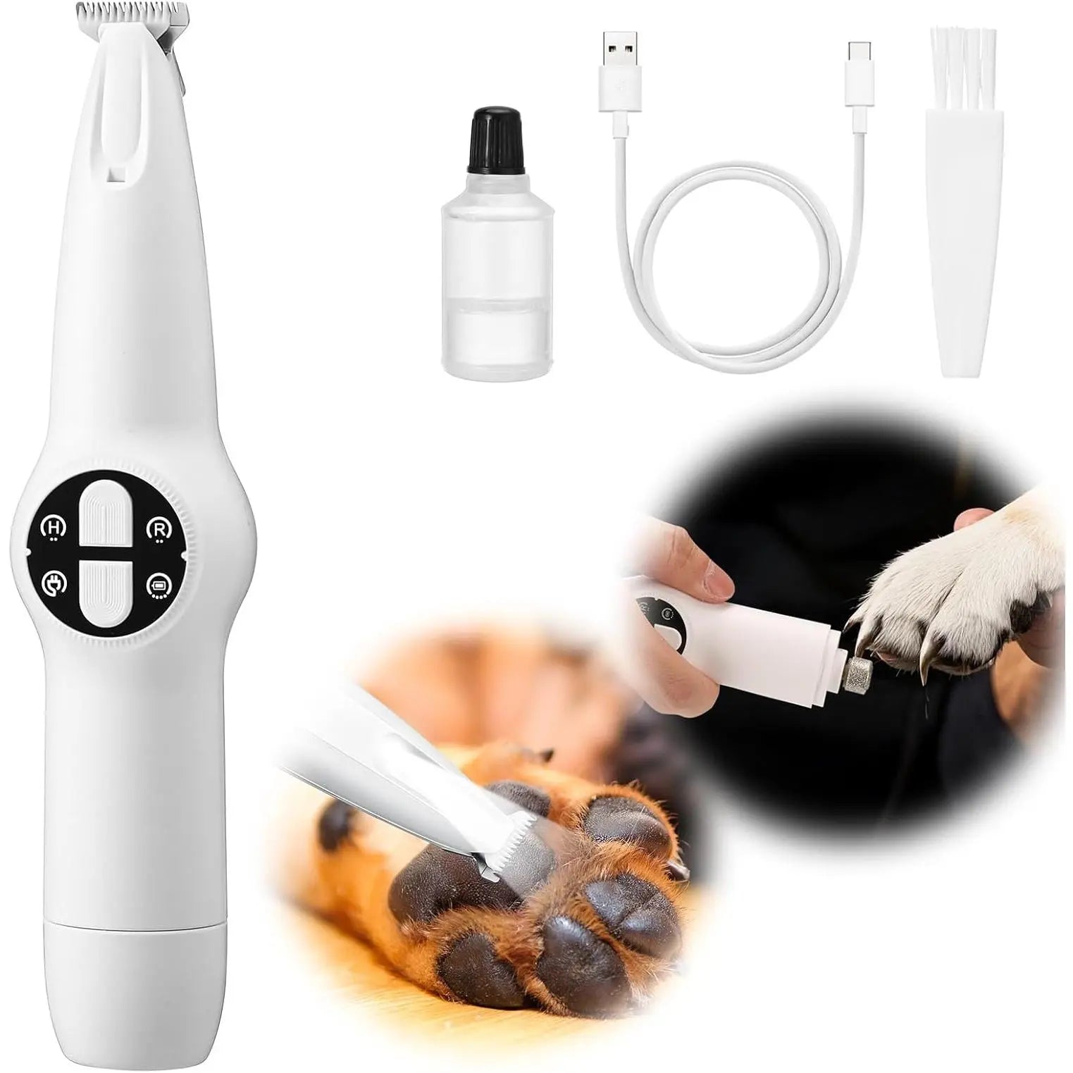 Professional 18mm Electric Pet Grooming Clippers with LED Display - Rechargeable Precision Trimmer for Paws, Ears, Rump, and Eyes