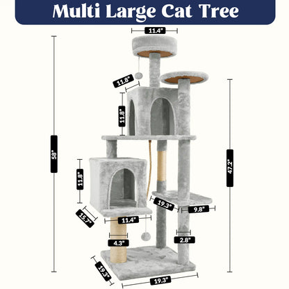 Wecharmer Indoor Cat Tree with Green Leaves - Plush Condo and Scratching Posts with Hanging Ball