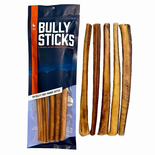 12-Inch All-Natural Bully Sticks (8 Oz./~5 Sticks) - Healthy, Low Odor Dog Chew Bones - Mixed Thickness, Lab-Tested, Hand-Inspected, and Packed in the USA - High Protein Treats