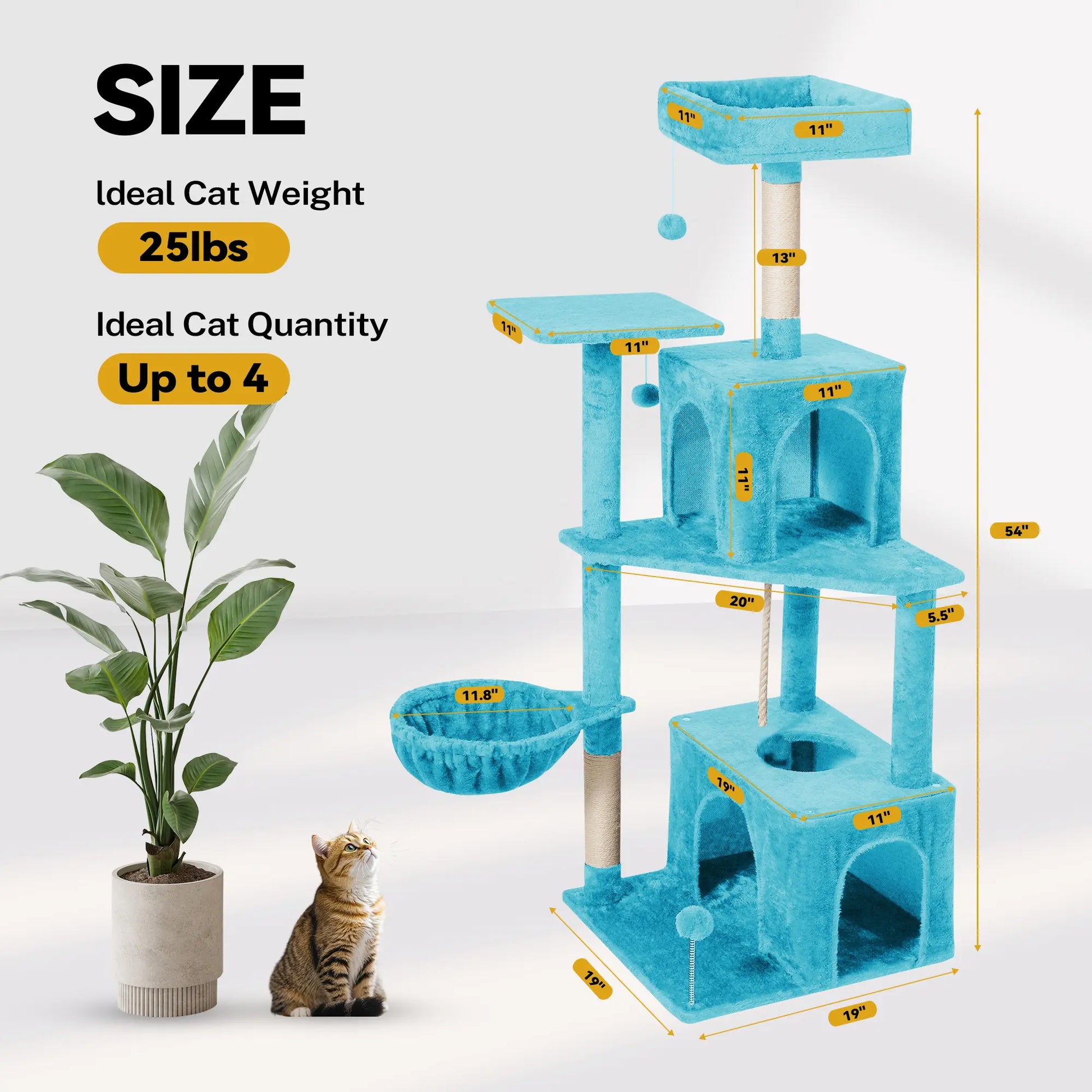 Wecharmer Indoor Cat Tree with Green Leaves - Plush Condo and Scratching Posts with Hanging Ball