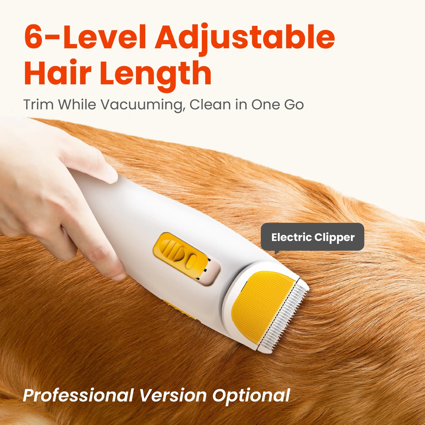 PUPPYOO 5-in-1 Pet Grooming Kit with 13000Pa Vacuum, 1.5L Dust Cup, 4M Cord, Whisper-Quiet Operation, Adjustable Guard Combs, and Hair Remover Roller for Dogs and Cats