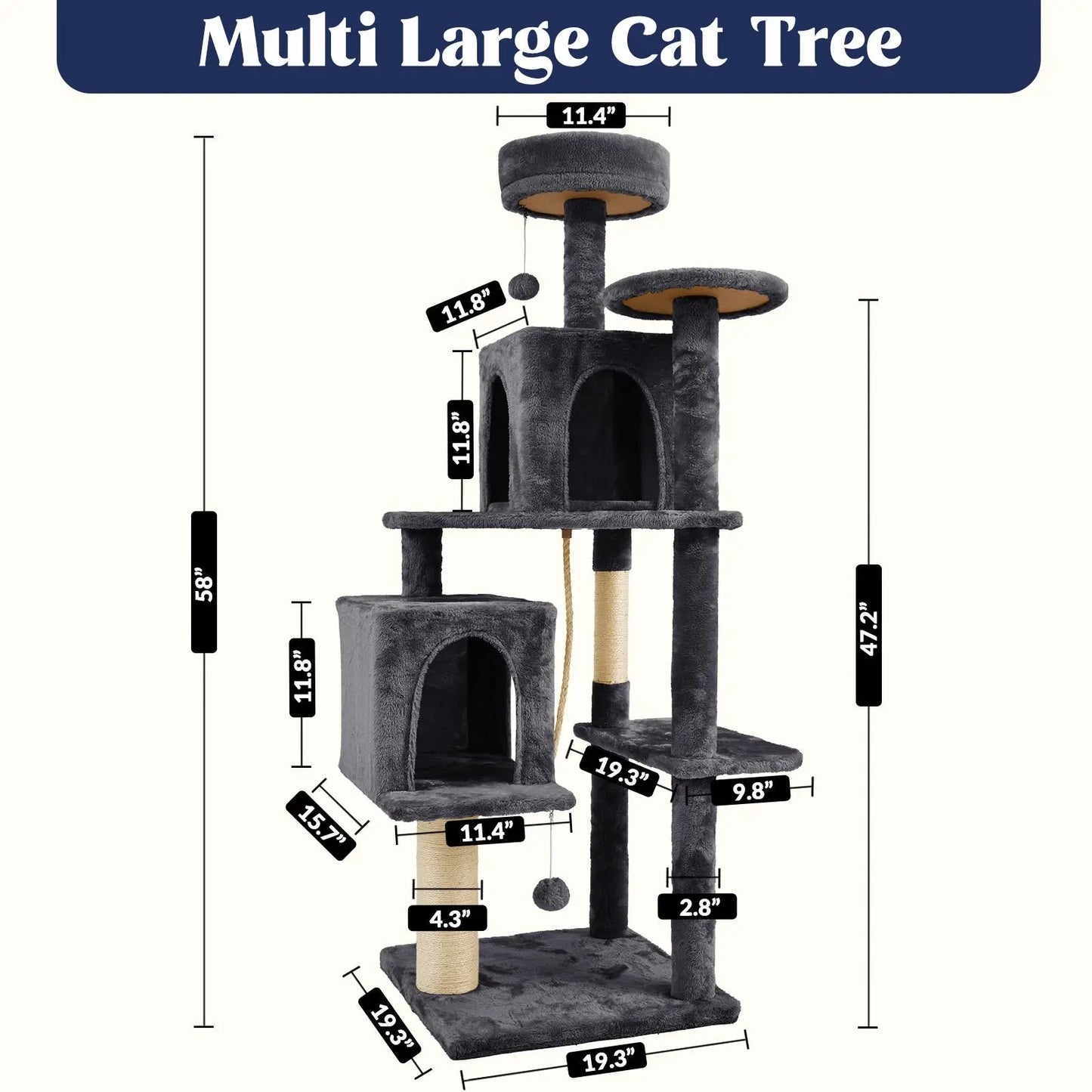 Wecharmer Indoor Cat Tree with Green Leaves - Plush Condo and Scratching Posts with Hanging Ball