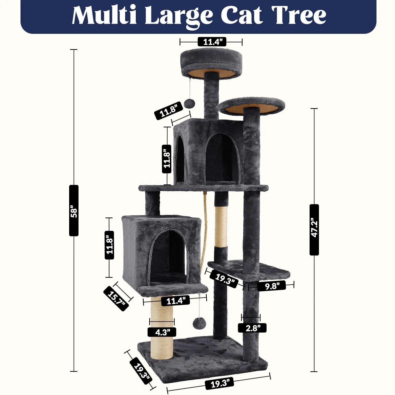 Wecharmer Indoor Cat Tree with Green Leaves - Plush Condo and Scratching Posts with Hanging Ball