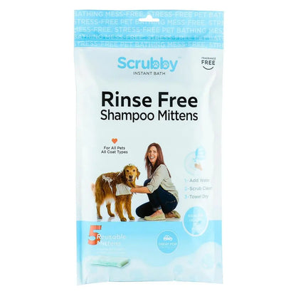 Rinse-Free Shampoo Mittens for Dogs - Hypoallergenic Bath Wipes for Pet Grooming, No Rinse Wash Mitts, 5 Pack