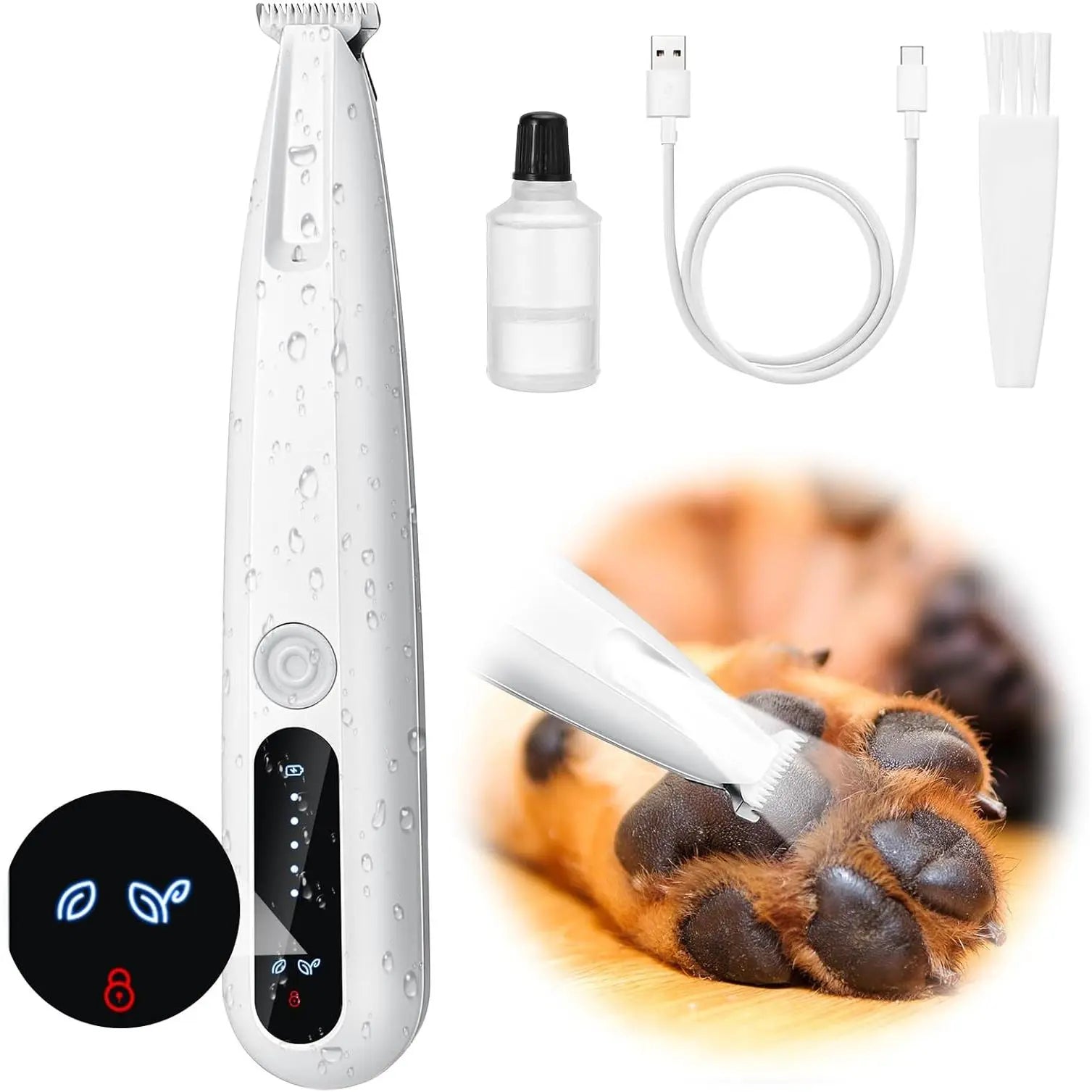 Professional 18mm Electric Pet Grooming Clippers with LED Display - Rechargeable Precision Trimmer for Paws, Ears, Rump, and Eyes