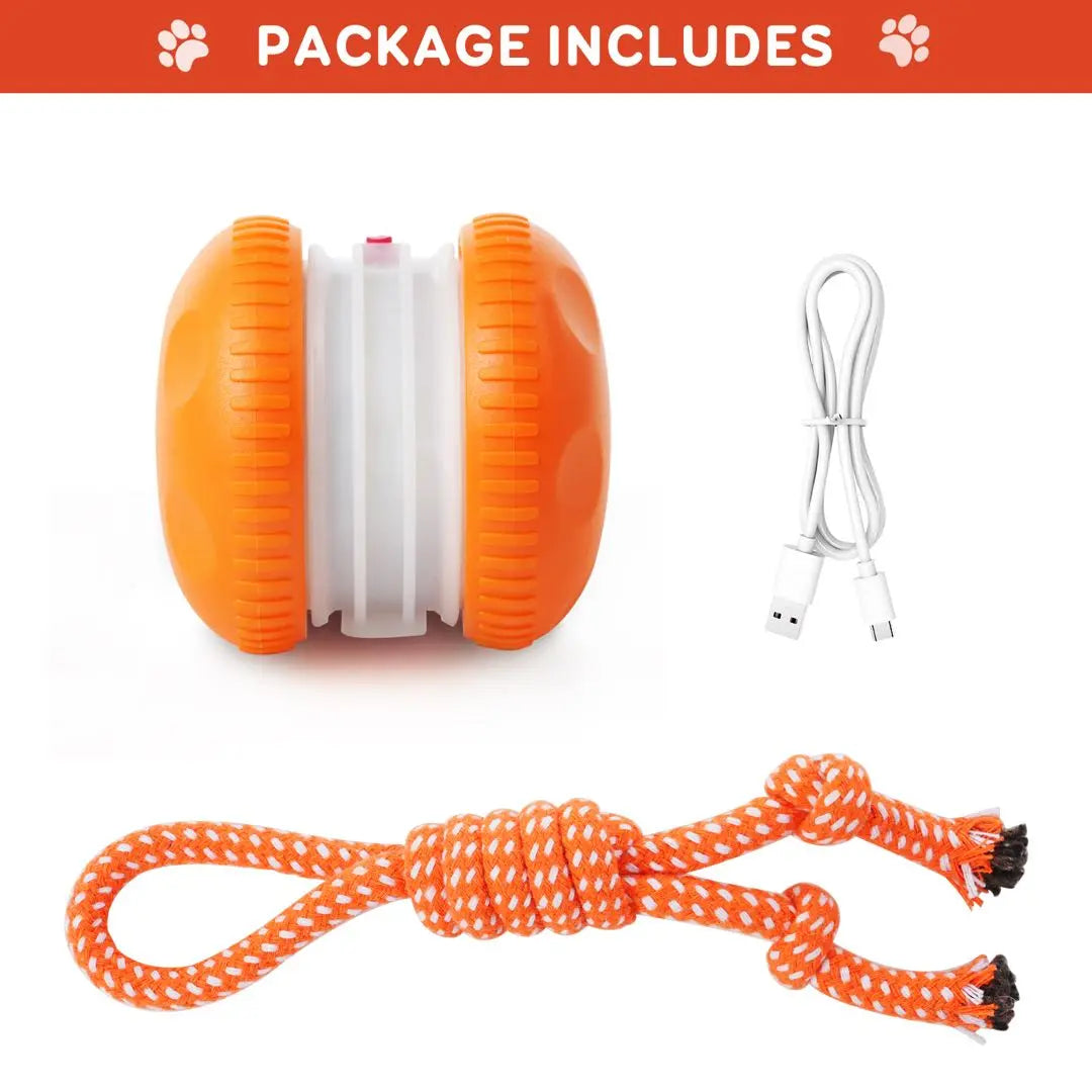 QGI Interactive Dog Ball - Motion-Activated Automatic Rolling Toy with Rope for Dogs of All Sizes, Designed for Stimulation and Boredom Relief