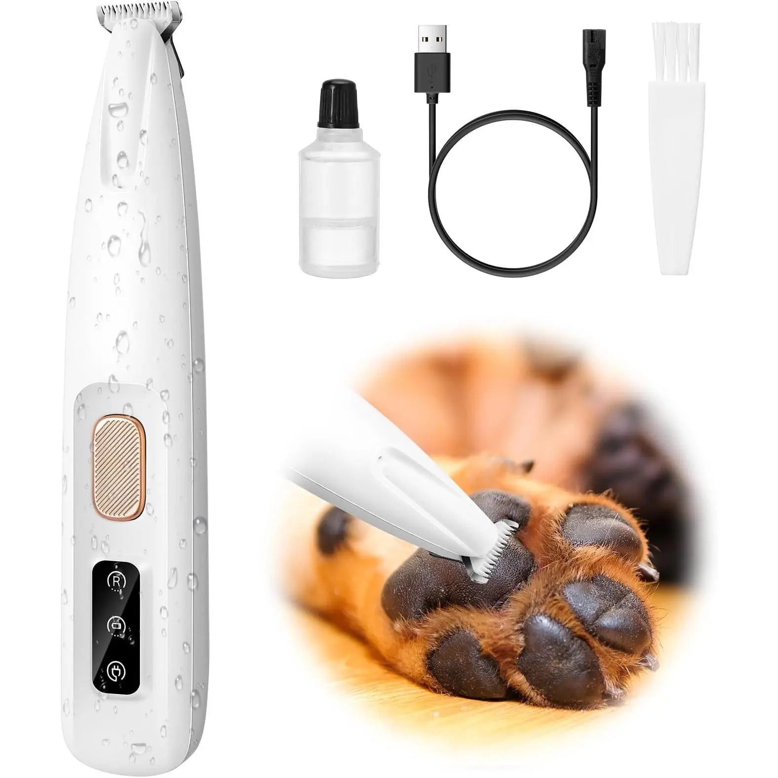 Professional 18mm Electric Pet Grooming Clippers with LED Display - Rechargeable Precision Trimmer for Paws, Ears, Rump, and Eyes