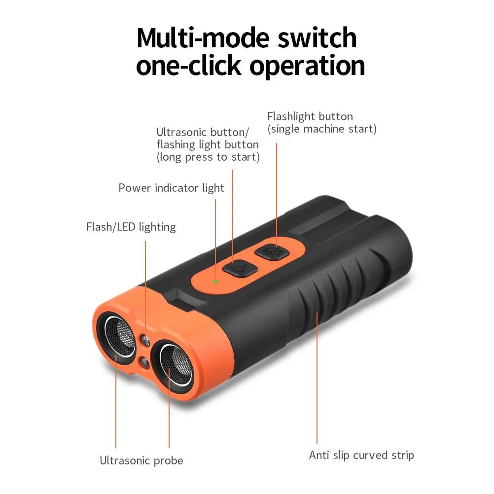 Upgraded Dual-Head Sonic Dog Repeller and Ultrasonic Bark Stopper Flashlight - 2-in-1 Rechargeable Portable Bark Control Device for Pet Owners and Dog Walkers
